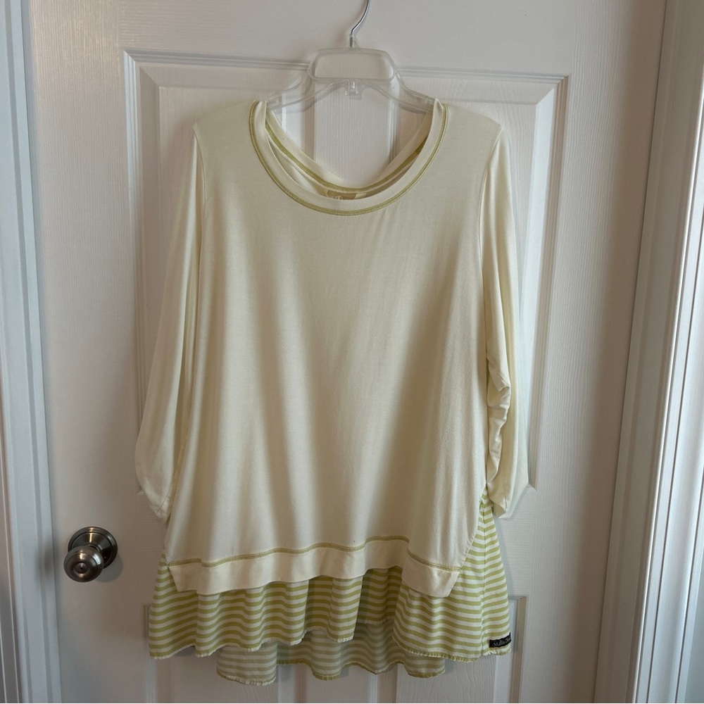 Matilda Jane Cream and Light Green Layered Top